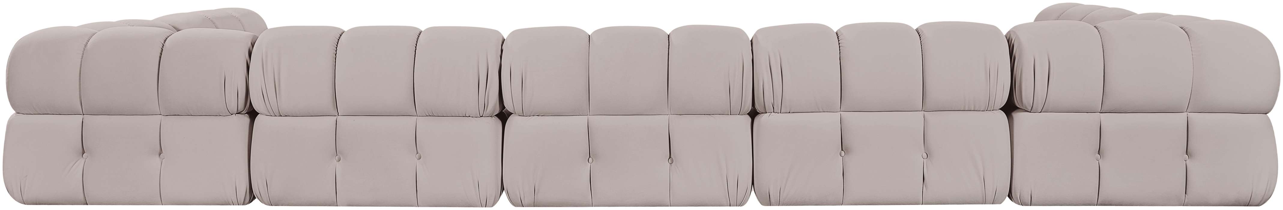 Meridian Furniture - Orin Beige Velvet Performance Fabric Upholstered 7 pc. Sectional - 671Beige-Sec7C - GreatFurnitureDeal