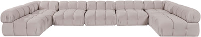 Meridian Furniture - Orin Beige Velvet Performance Fabric Upholstered 7 pc. Sectional - 671Beige-Sec7C - GreatFurnitureDeal