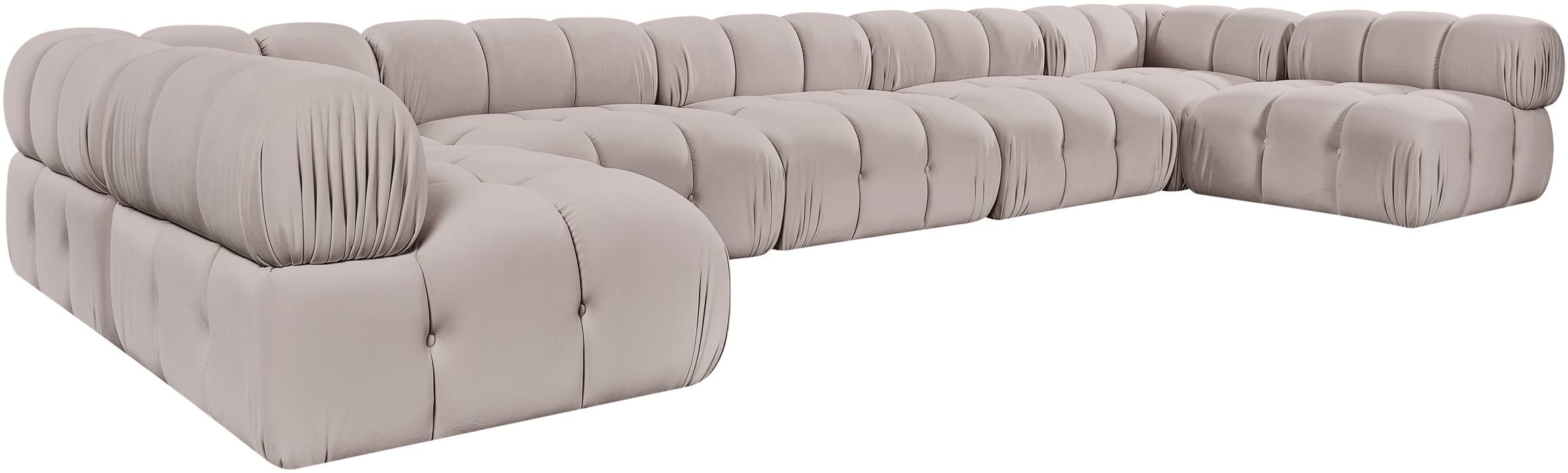 Meridian Furniture - Orin Beige Velvet Performance Fabric Upholstered 7 pc. Sectional - 671Beige-Sec7C - GreatFurnitureDeal