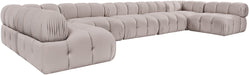 Meridian Furniture - Orin Beige Velvet Performance Fabric Upholstered 7 pc. Sectional - 671Beige-Sec7C - GreatFurnitureDeal