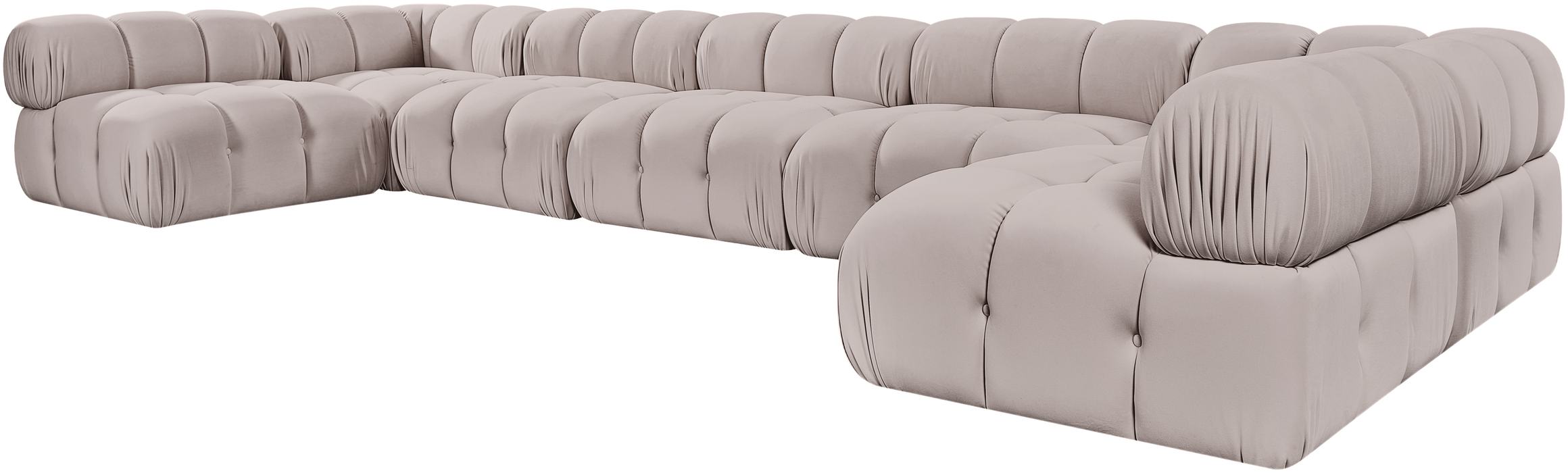 Meridian Furniture - Orin Beige Velvet Performance Fabric Upholstered 7 pc. Sectional - 671Beige-Sec7C - GreatFurnitureDeal