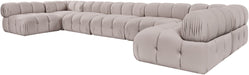Meridian Furniture - Orin Beige Velvet Performance Fabric Upholstered 7 pc. Sectional - 671Beige-Sec7C - GreatFurnitureDeal