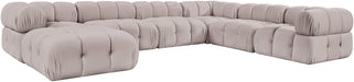 Meridian Furniture - Orin Beige Velvet Performance Fabric Upholstered 7 pc. Sectional - 671Beige-Sec7H - GreatFurnitureDeal