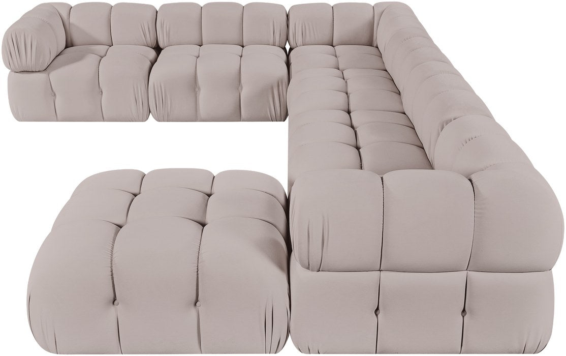 Meridian Furniture - Orin Beige Velvet Performance Fabric Upholstered 7 pc. Sectional - 671Beige-Sec7H - GreatFurnitureDeal