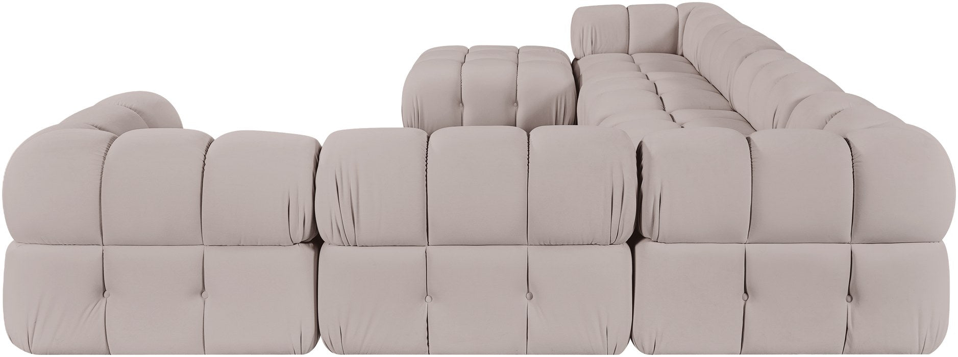 Meridian Furniture - Orin Beige Velvet Performance Fabric Upholstered 7 pc. Sectional - 671Beige-Sec7H - GreatFurnitureDeal