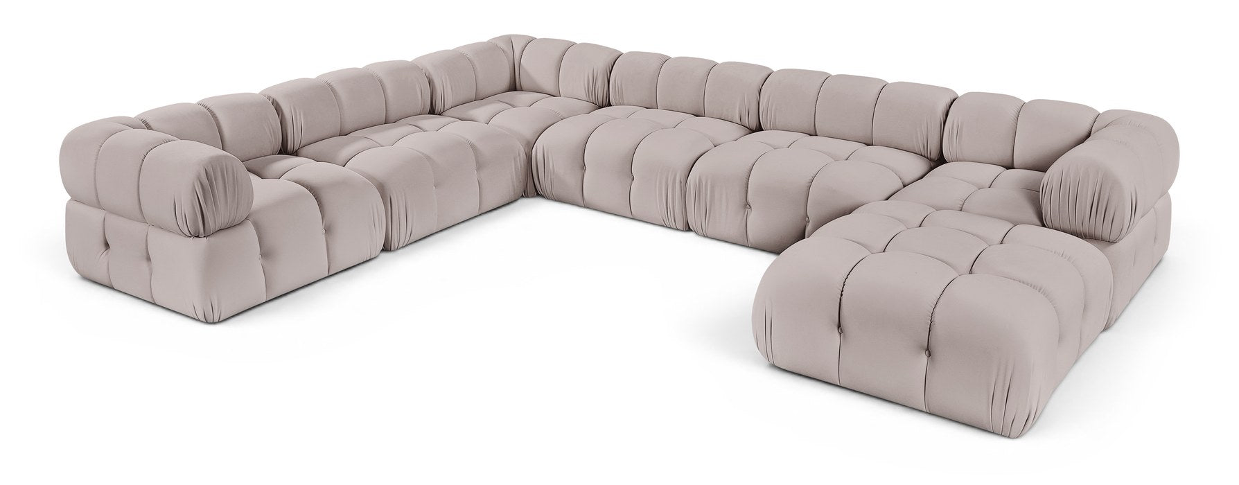 Meridian Furniture - Orin Beige Velvet Performance Fabric Upholstered 7 pc. Sectional - 671Beige-Sec7H - GreatFurnitureDeal