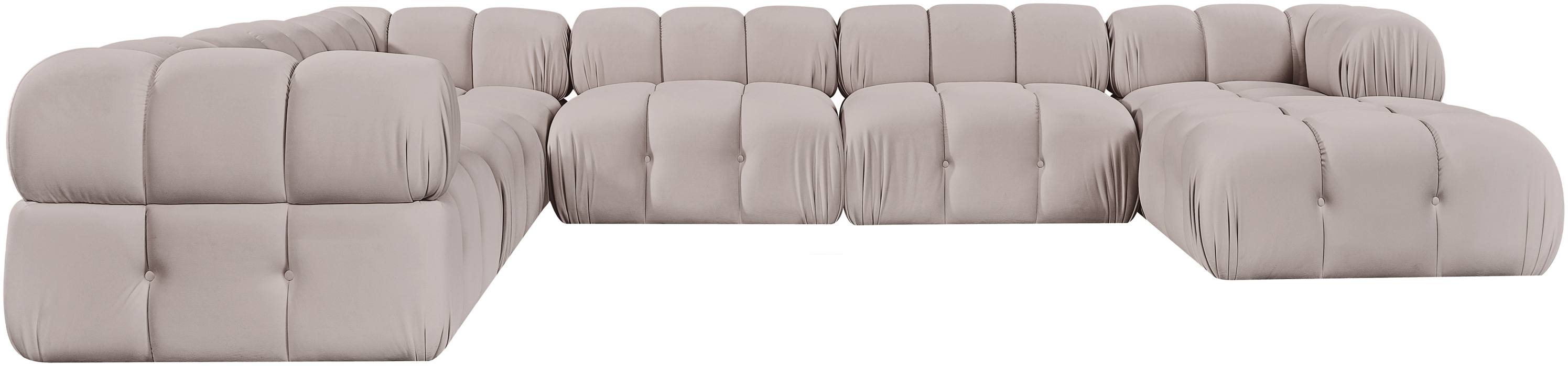 Meridian Furniture - Orin Beige Velvet Performance Fabric Upholstered 7 pc. Sectional - 671Beige-Sec7H - GreatFurnitureDeal