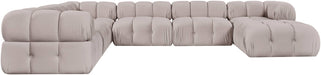 Meridian Furniture - Orin Beige Velvet Performance Fabric Upholstered 7 pc. Sectional - 671Beige-Sec7H - GreatFurnitureDeal