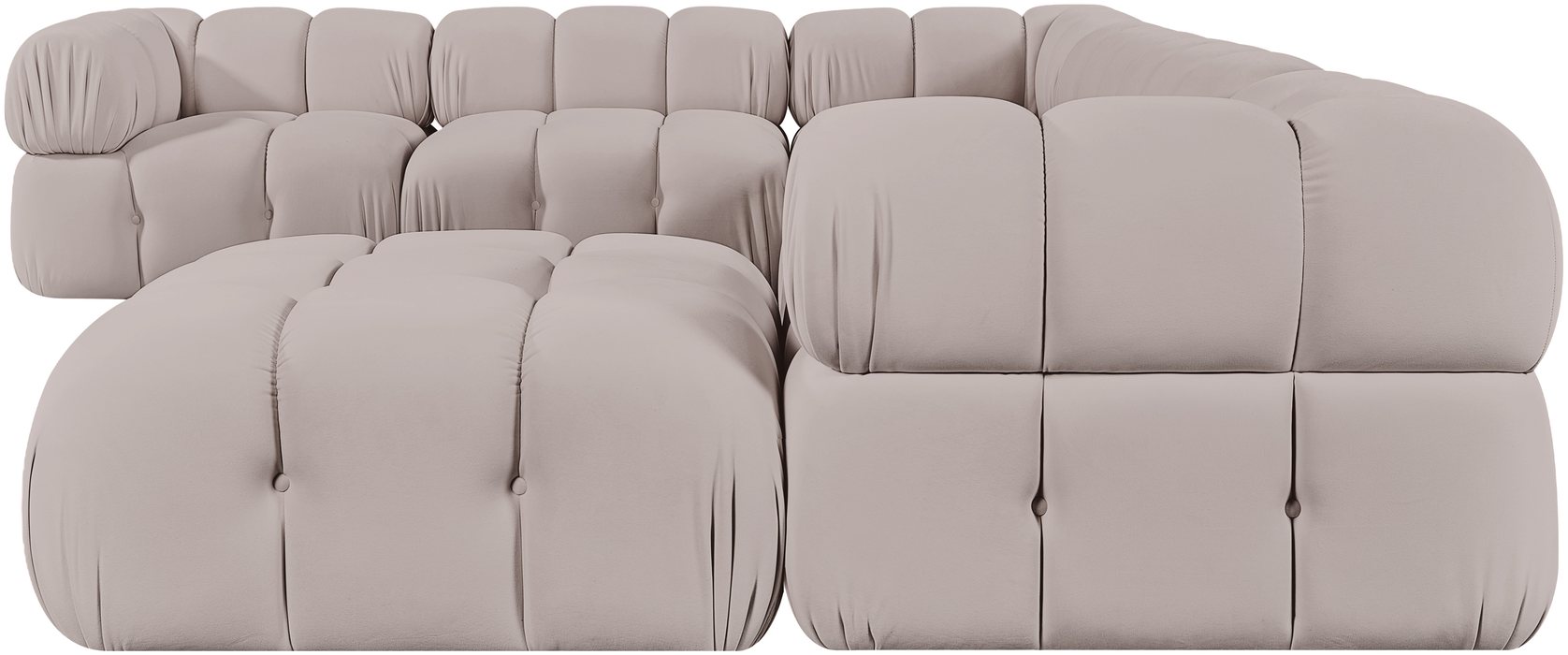 Meridian Furniture - Orin Beige Velvet Performance Fabric Upholstered 7 pc. Sectional - 671Beige-Sec7H - GreatFurnitureDeal