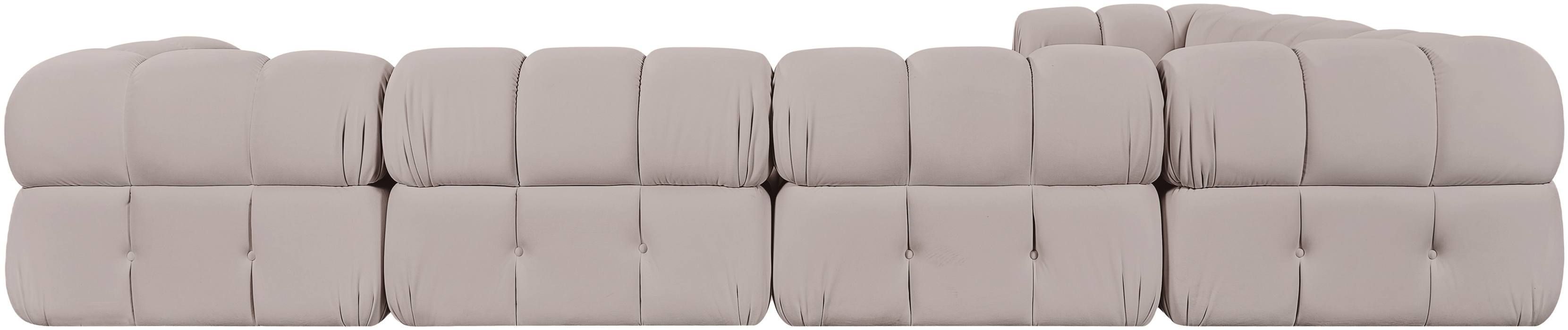 Meridian Furniture - Orin Beige Velvet Performance Fabric Upholstered 7 pc. Sectional - 671Beige-Sec7H - GreatFurnitureDeal
