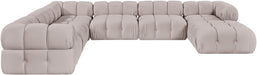 Meridian Furniture - Orin Beige Velvet Performance Fabric Upholstered 7 pc. Sectional - 671Beige-Sec7H - GreatFurnitureDeal
