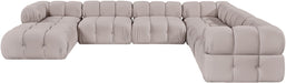 Meridian Furniture - Orin Beige Velvet Performance Fabric Upholstered 7 pc. Sectional - 671Beige-Sec7H - GreatFurnitureDeal