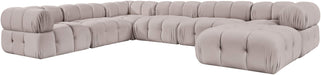 Meridian Furniture - Orin Beige Velvet Performance Fabric Upholstered 7 pc. Sectional - 671Beige-Sec7H - GreatFurnitureDeal