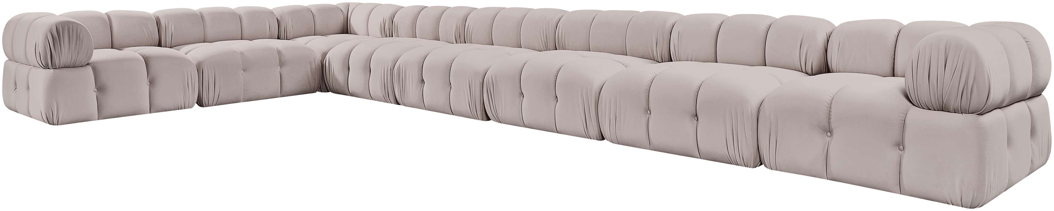 Meridian Furniture - Orin Beige Velvet Performance Fabric Upholstered 8 pc. Sectional - 671Beige-Sec8B - GreatFurnitureDeal