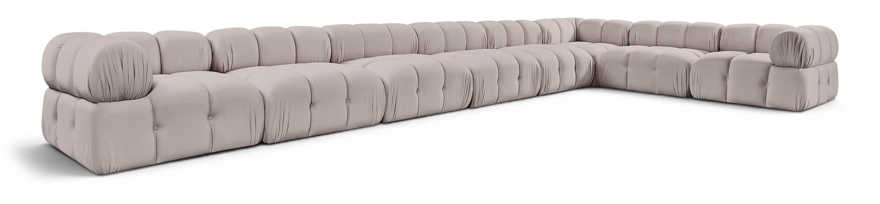 Meridian Furniture - Orin Beige Velvet Performance Fabric Upholstered 8 pc. Sectional - 671Beige-Sec8B - GreatFurnitureDeal