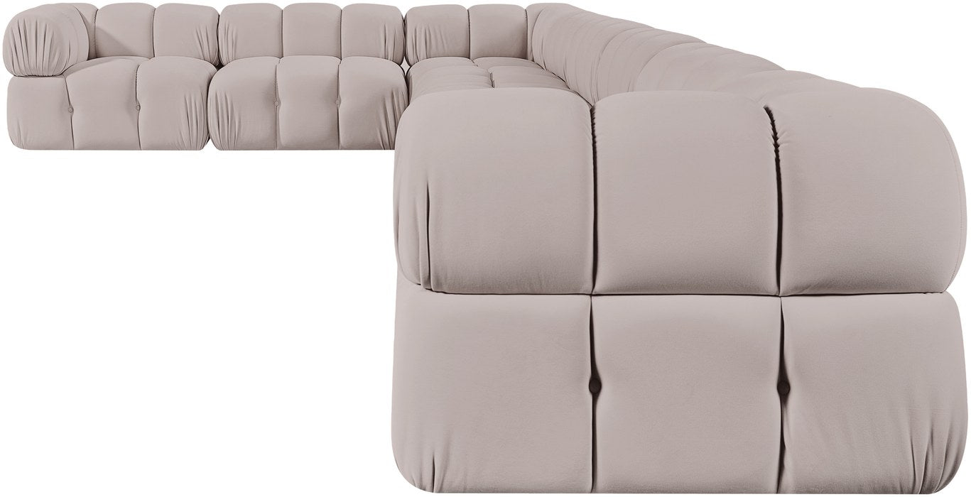 Meridian Furniture - Orin Beige Velvet Performance Fabric Upholstered 8 pc. Sectional - 671Beige-Sec8B - GreatFurnitureDeal