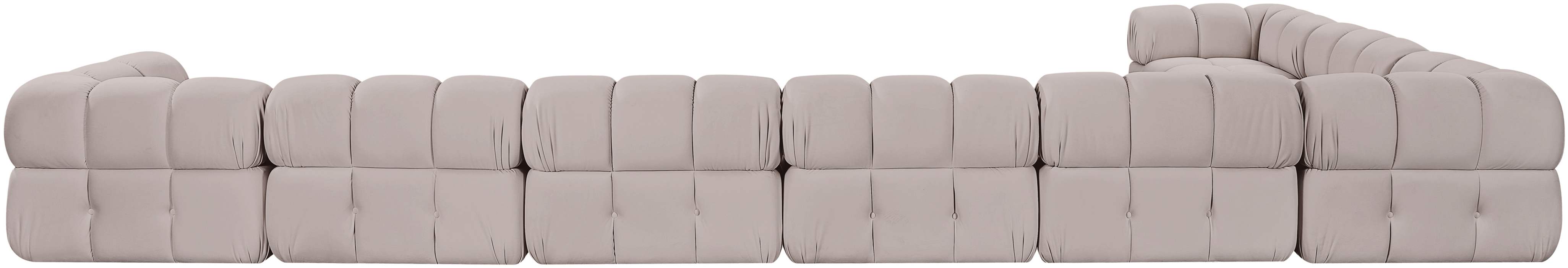 Meridian Furniture - Orin Beige Velvet Performance Fabric Upholstered 8 pc. Sectional - 671Beige-Sec8B - GreatFurnitureDeal