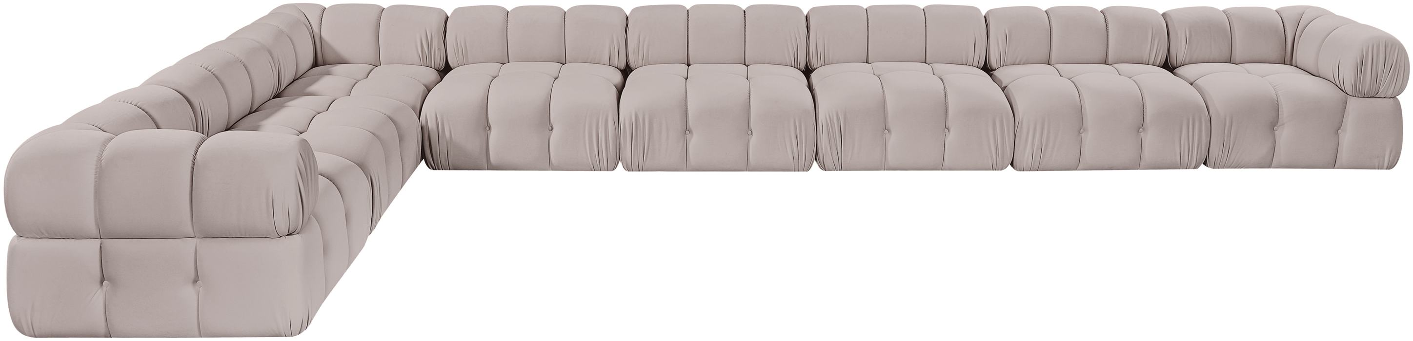 Meridian Furniture - Orin Beige Velvet Performance Fabric Upholstered 8 pc. Sectional - 671Beige-Sec8B - GreatFurnitureDeal