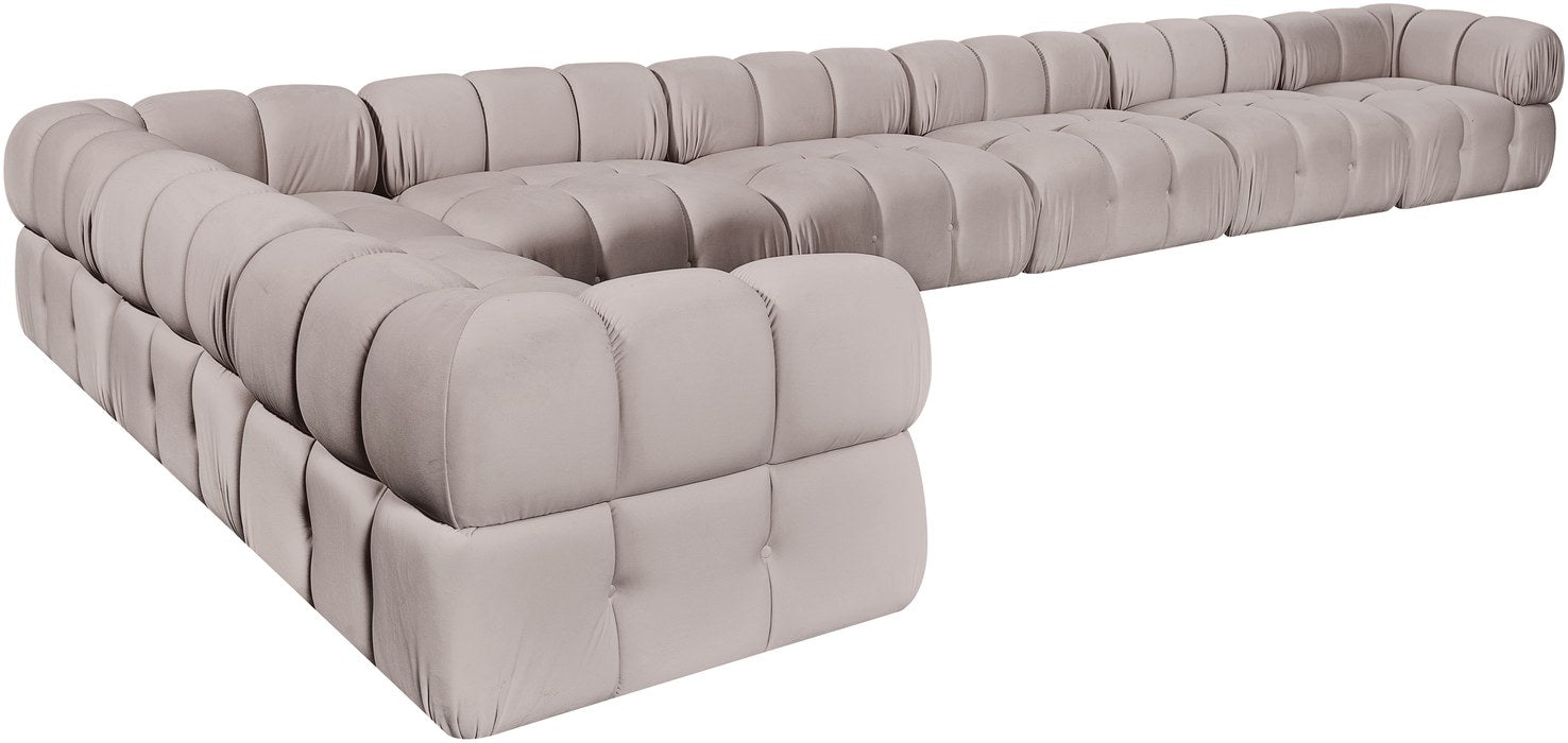 Meridian Furniture - Orin Beige Velvet Performance Fabric Upholstered 8 pc. Sectional - 671Beige-Sec8B - GreatFurnitureDeal