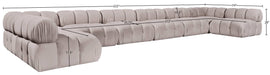 Meridian Furniture - Orin Beige Velvet Performance Fabric Upholstered 8 pc. Sectional - 671Beige-Sec8C - GreatFurnitureDeal