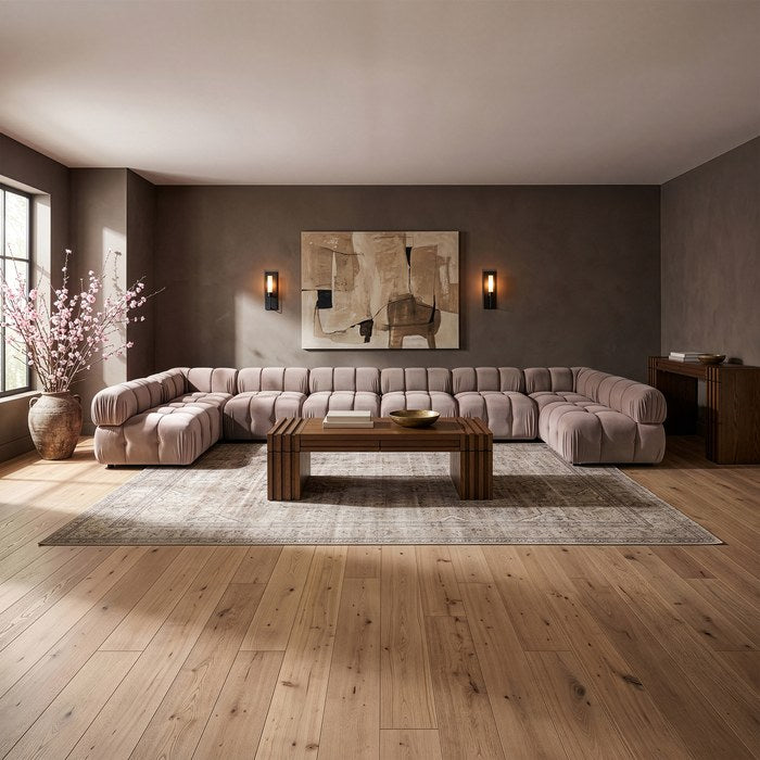 Meridian Furniture - Orin Beige Velvet Performance Fabric Upholstered 8 pc. Sectional - 671Beige-Sec8C - GreatFurnitureDeal