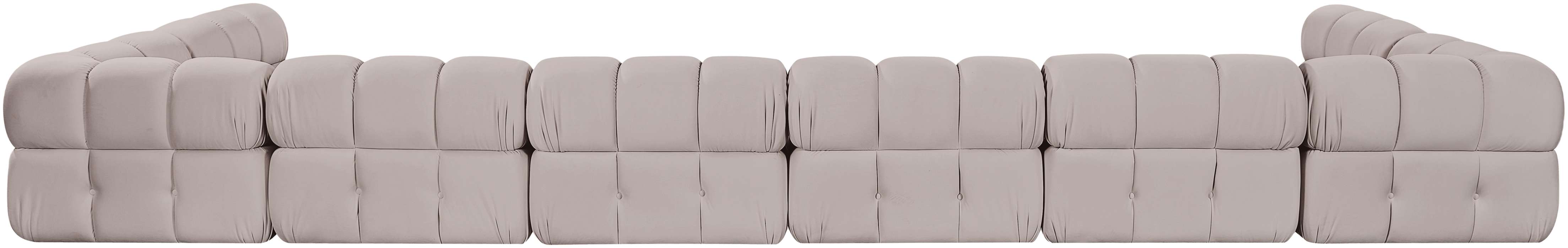 Meridian Furniture - Orin Beige Velvet Performance Fabric Upholstered 8 pc. Sectional - 671Beige-Sec8C - GreatFurnitureDeal