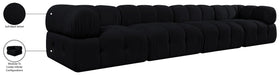 Meridian Furniture - Orin Black Velvet Performance Fabric Upholstered 4 pc. Sofa - 671Black-S4A - GreatFurnitureDeal