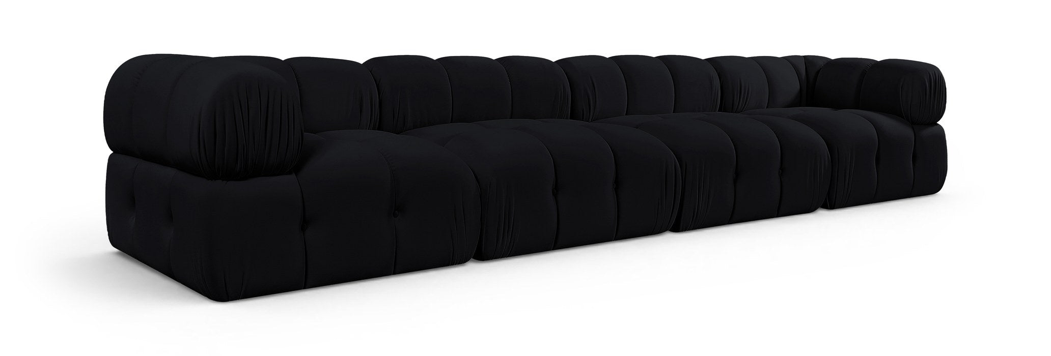 Meridian Furniture - Orin Black Velvet Performance Fabric Upholstered 4 pc. Sofa - 671Black-S4A - GreatFurnitureDeal
