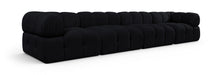 Meridian Furniture - Orin Black Velvet Performance Fabric Upholstered 4 pc. Sofa - 671Black-S4A - GreatFurnitureDeal