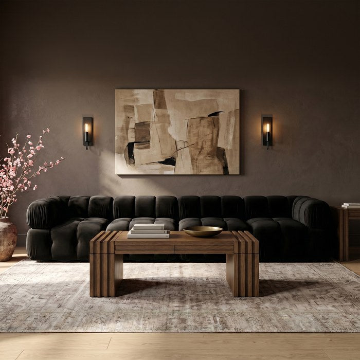 Meridian Furniture - Orin Black Velvet Performance Fabric Upholstered 4 pc. Sofa - 671Black-S4A - GreatFurnitureDeal