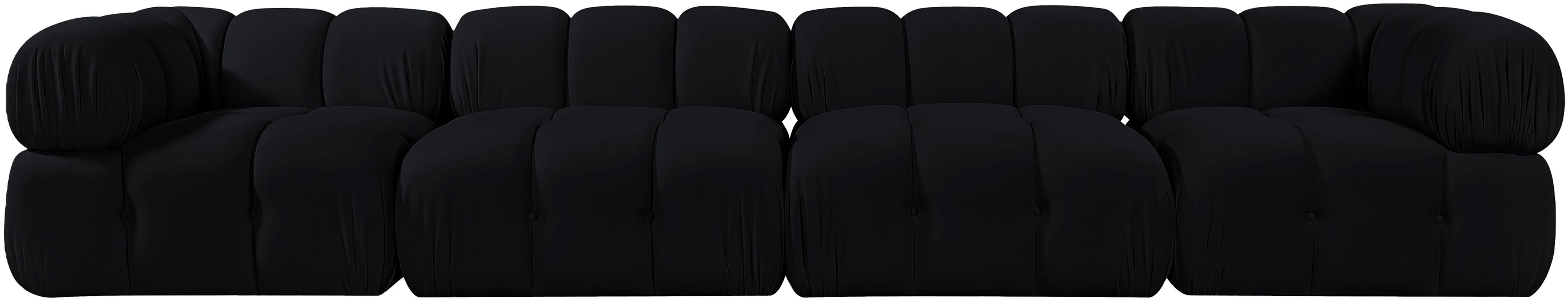Meridian Furniture - Orin Black Velvet Performance Fabric Upholstered 4 pc. Sofa - 671Black-S4A - GreatFurnitureDeal