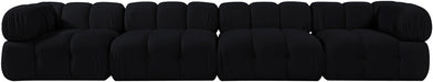 Meridian Furniture - Orin Black Velvet Performance Fabric Upholstered 4 pc. Sofa - 671Black-S4A - GreatFurnitureDeal