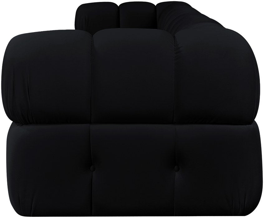 Meridian Furniture - Orin Black Velvet Performance Fabric Upholstered 4 pc. Sofa - 671Black-S4A - GreatFurnitureDeal