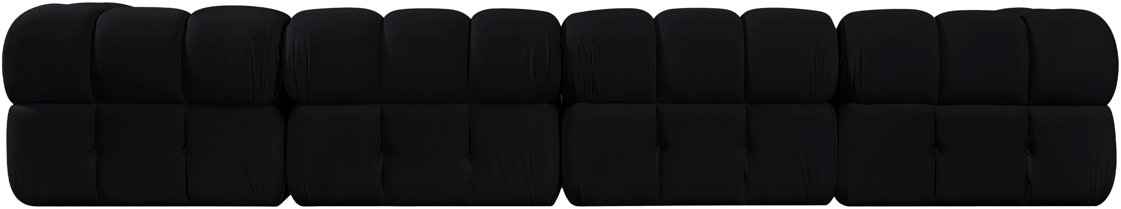 Meridian Furniture - Orin Black Velvet Performance Fabric Upholstered 4 pc. Sofa - 671Black-S4A - GreatFurnitureDeal