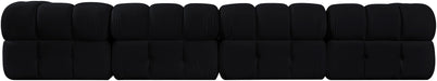 Meridian Furniture - Orin Black Velvet Performance Fabric Upholstered 4 pc. Sofa - 671Black-S4A - GreatFurnitureDeal