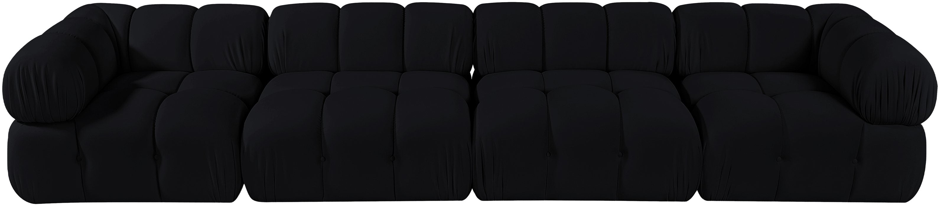 Meridian Furniture - Orin Black Velvet Performance Fabric Upholstered 4 pc. Sofa - 671Black-S4A - GreatFurnitureDeal