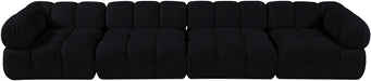 Meridian Furniture - Orin Black Velvet Performance Fabric Upholstered 4 pc. Sofa - 671Black-S4A - GreatFurnitureDeal