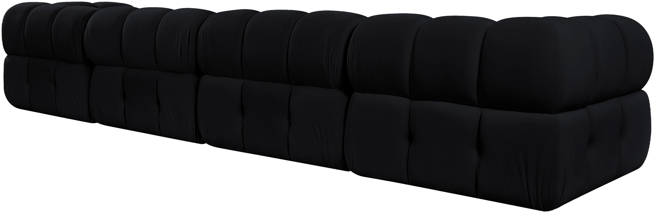 Meridian Furniture - Orin Black Velvet Performance Fabric Upholstered 4 pc. Sofa - 671Black-S4A - GreatFurnitureDeal