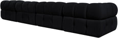 Meridian Furniture - Orin Black Velvet Performance Fabric Upholstered 4 pc. Sofa - 671Black-S4A - GreatFurnitureDeal