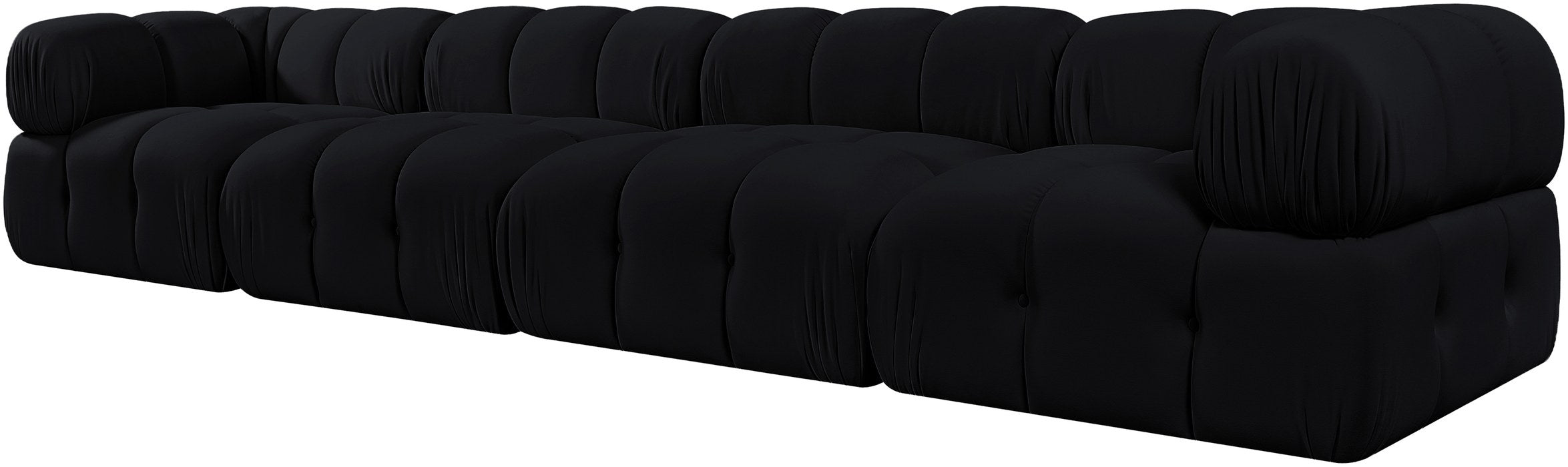 Meridian Furniture - Orin Black Velvet Performance Fabric Upholstered 4 pc. Sofa - 671Black-S4A - GreatFurnitureDeal