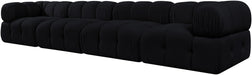 Meridian Furniture - Orin Black Velvet Performance Fabric Upholstered 4 pc. Sofa - 671Black-S4A - GreatFurnitureDeal