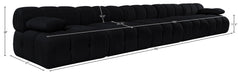 Meridian Furniture - Orin Black Velvet Performance Fabric Upholstered 5 pc. Sofa - 671Black-S5B - GreatFurnitureDeal