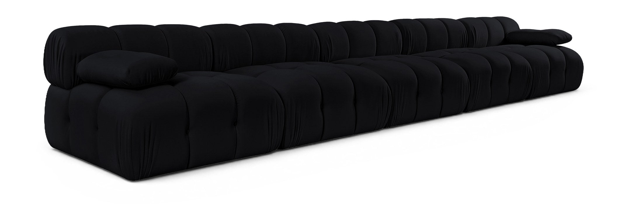 Meridian Furniture - Orin Black Velvet Performance Fabric Upholstered 5 pc. Sofa - 671Black-S5B - GreatFurnitureDeal