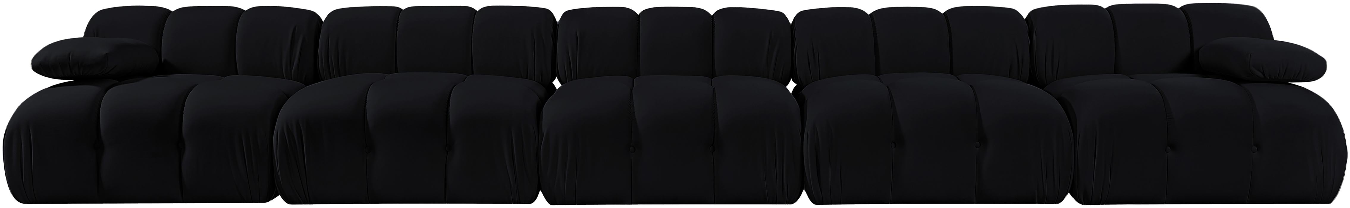 Meridian Furniture - Orin Black Velvet Performance Fabric Upholstered 5 pc. Sofa - 671Black-S5B - GreatFurnitureDeal