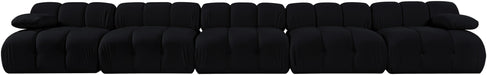 Meridian Furniture - Orin Black Velvet Performance Fabric Upholstered 5 pc. Sofa - 671Black-S5B - GreatFurnitureDeal