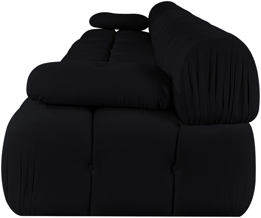 Meridian Furniture - Orin Black Velvet Performance Fabric Upholstered 5 pc. Sofa - 671Black-S5B - GreatFurnitureDeal