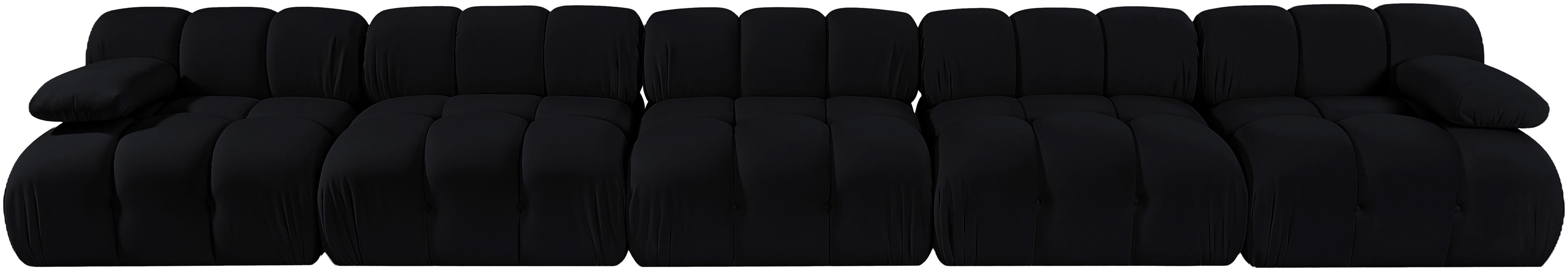 Meridian Furniture - Orin Black Velvet Performance Fabric Upholstered 5 pc. Sofa - 671Black-S5B - GreatFurnitureDeal