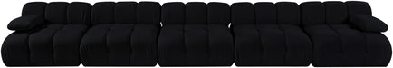 Meridian Furniture - Orin Black Velvet Performance Fabric Upholstered 5 pc. Sofa - 671Black-S5B - GreatFurnitureDeal