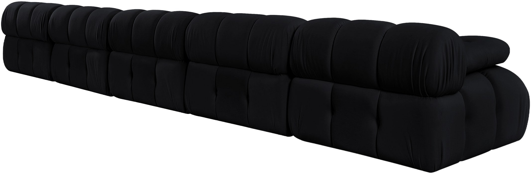 Meridian Furniture - Orin Black Velvet Performance Fabric Upholstered 5 pc. Sofa - 671Black-S5B - GreatFurnitureDeal