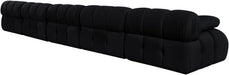 Meridian Furniture - Orin Black Velvet Performance Fabric Upholstered 5 pc. Sofa - 671Black-S5B - GreatFurnitureDeal